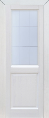 Межкомнатная дверь фабрики Поставский МЦ модель М12 ПО со стеклом белый воск