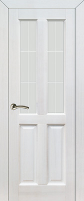 Межкомнатная дверь фабрики Поставский МЦ модель М1 ПО со стеклом белый воск