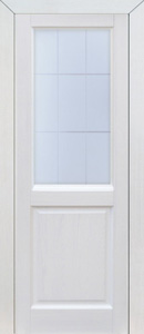 Межкомнатная дверь Поставского МЦ модель М12 ПО со стеклом белый воск